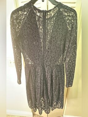 Black Lace Long-Sleeve Dress